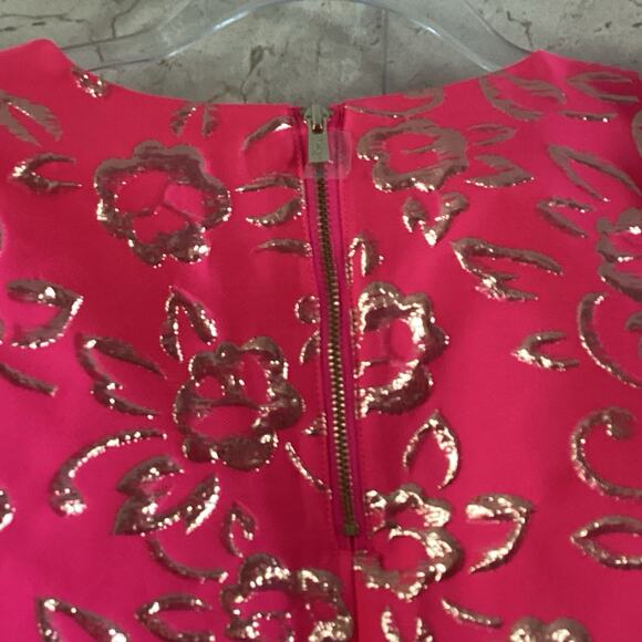 Lilly Pulitzer Pratt Top - S, Pink Gold Brocade, Puff Sleeve, Holiday Party NWT - Picture 7 of 10